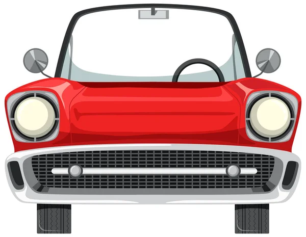 Klasyczny Czerwony Samochód Stylu Kreskówki Ilustracja — Wektor stockowy