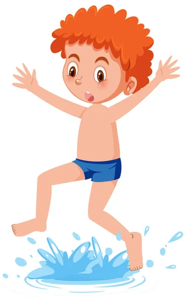 Niño Con Pantalones Natación Ilustración — Vector de stock