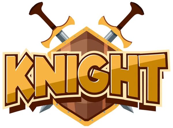 Λογότυπο Γραμματοσειράς Knight Σπαθί Στην Εικονογράφηση Στυλ Κινουμένων Σχεδίων — Διανυσματικό Αρχείο