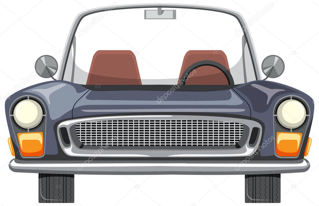 The classic car concept with old car front view illustration