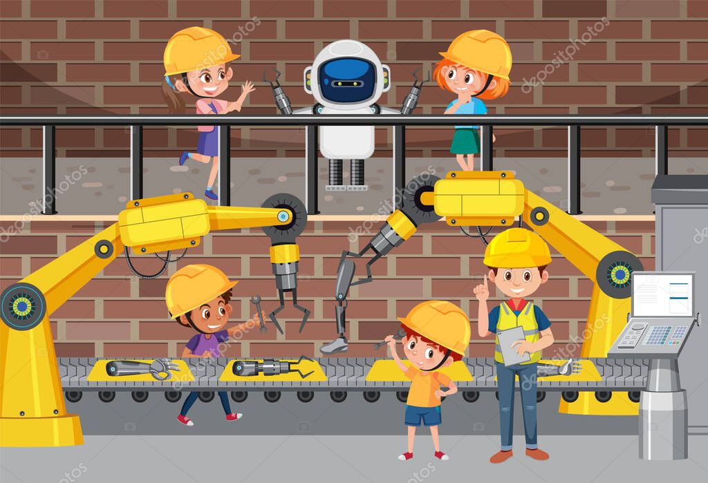 Concept of automation industry illustration