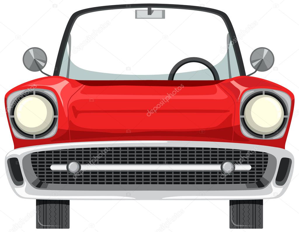 Classic red car in cartoon style illustration