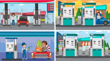 Petrol ve gaz ile ilgili olay yeri illüstrasyonu