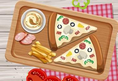 Tahta tepside kahvaltı manzarası