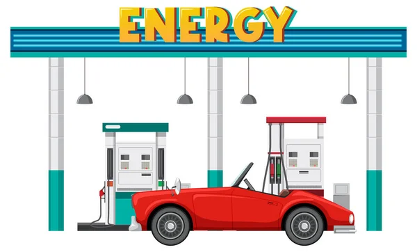 Pompa Illüstrasyonlu Benzin Istasyonu Kavramı — Stok Vektör