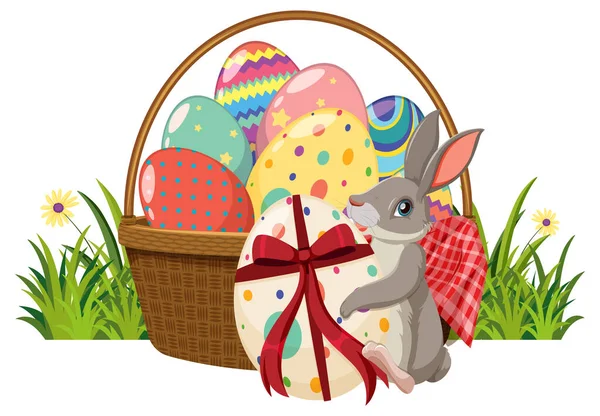 Happy Easter Ontwerp Met Konijn Eieren Illustratie — Stockvector