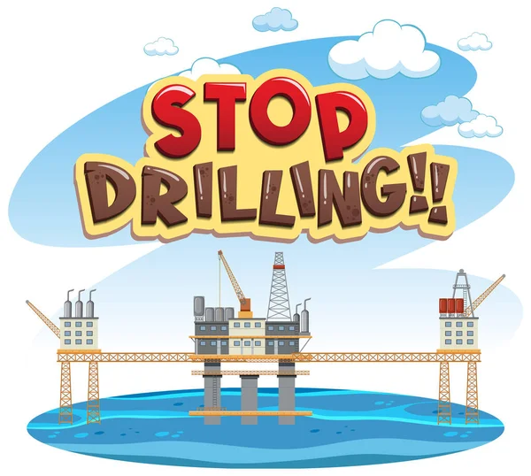 Stop Met Boren Cartoon Woord Logo Ontwerp Illustratie — Stockvector