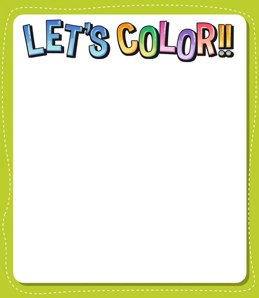 Worksheets Template Lets Color Text Illustration — Stock Vector