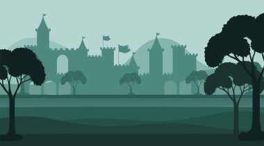 Boş siluet ortaçağ arkaplan çizimi