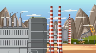 Petrol endüstrisi sahne illüstrasyonu