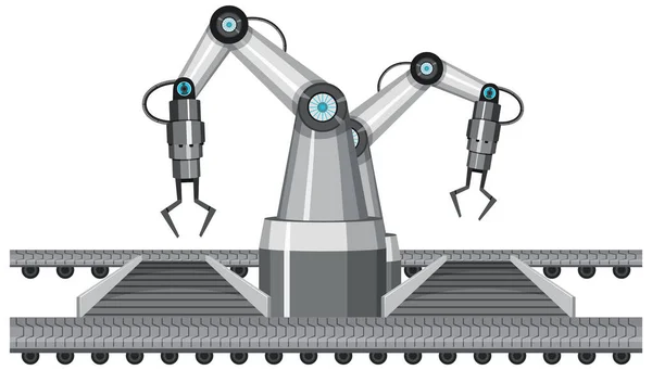 Uma Máquina Robótica Usando Ilustração Fábrica —  Vetores de Stock