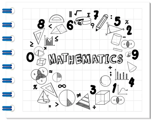 Doodle Formula Matematica Con Carattere Matematica Illustrazione Notebook — Vettoriale Stock