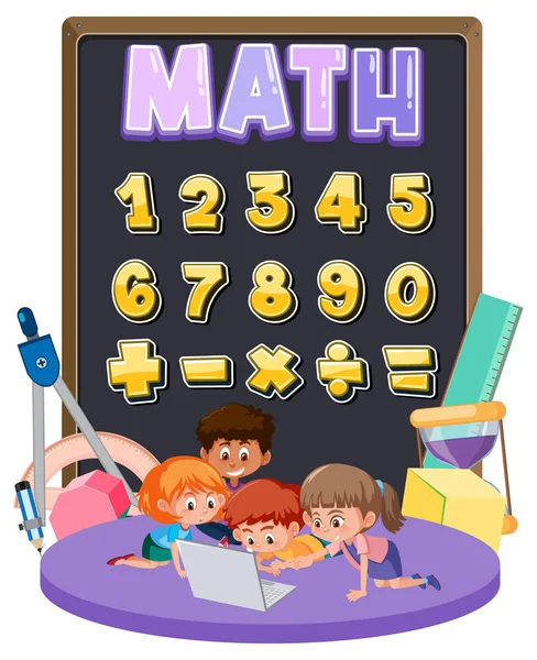 Contando Los Números Símbolos Matemáticos Ilustración — Vector de stock