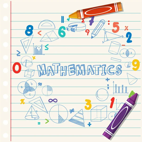 Doodle Math Formule Met Wiskunde Lettertype Notebook Pagina Illustratie — Stockvector