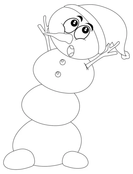 Snowman Doodle Esboço Para Colorir Ilustração —  Vetores de Stock