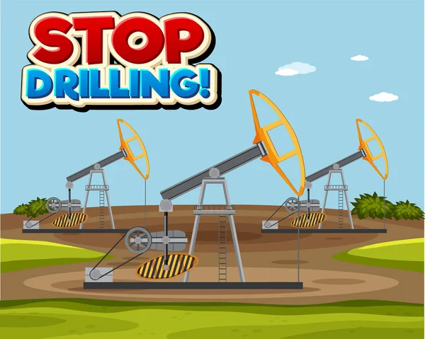 Stop Met Boren Cartoon Woord Logo Ontwerp Illustratie — Stockvector