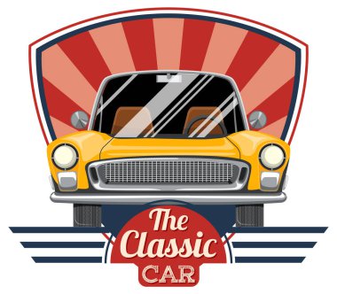 Eski araba manzaralı klasik araba konsepti.