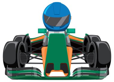 Yarışçı illüstrasyonlu Formula 1 yarış arabası.