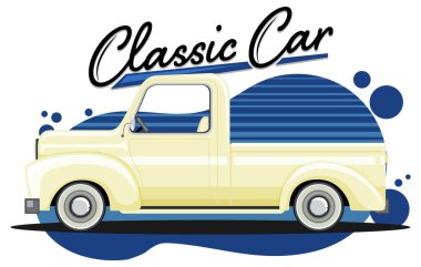 Eski kamyon çizimleri ile klasik araba konsepti