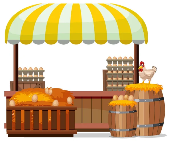 Market Stall Concept Egg Shop Stall Illustration — Stock Vector