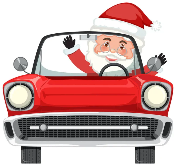 Santa Claus Класичній Машині Ілюстрації Стилю Мультфільму — стоковий вектор