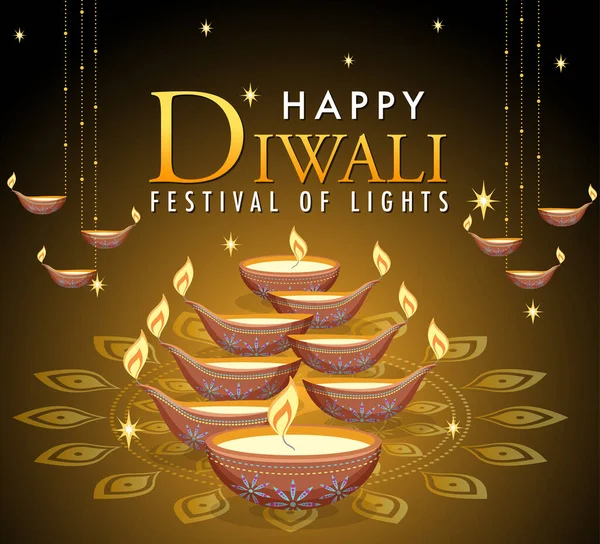 Diwali Indian Festival Lights Illustration — Stock Vector