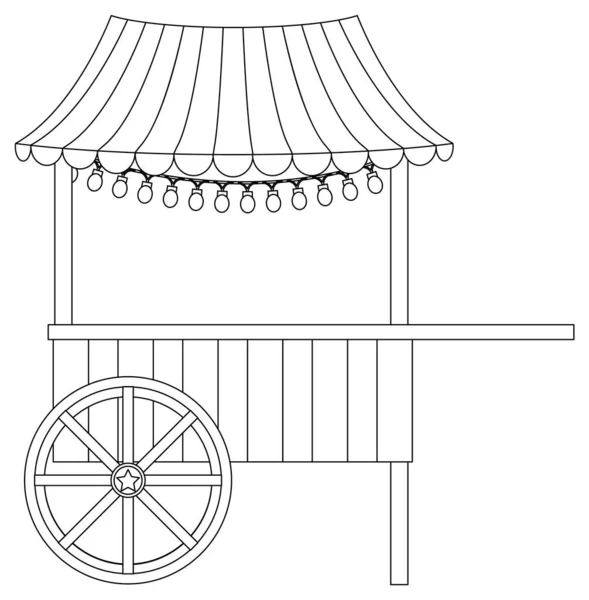 Cart Shop Black White Doodle Character Illustration — Stock Vector