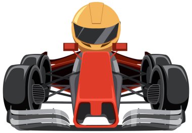 Yarışçı çizimi olan bir formül yarış arabası.