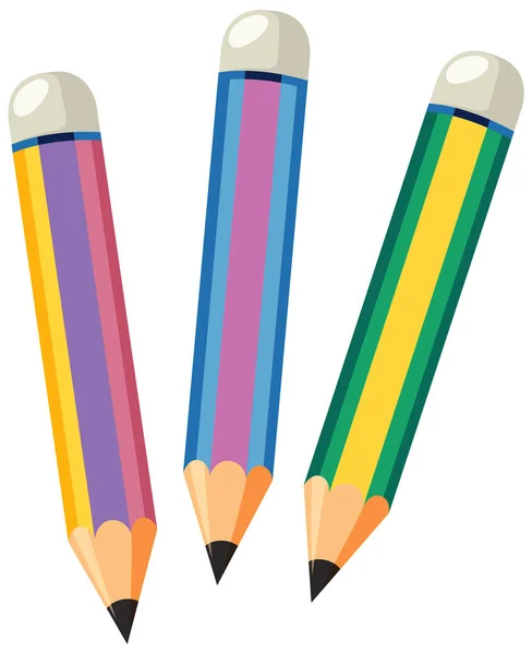 Set Bleistifte Mit Verschiedenen Farbstiften Illustration — Stockvektor