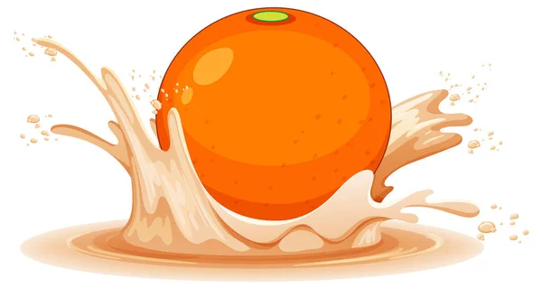 Ein Wasserspritzer Mit Orange Auf Weißem Hintergrund — Stockvektor