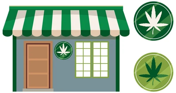 Uma Loja Cannabis Com Logotipo Sobre Fundo Branco Ilustração —  Vetores de Stock