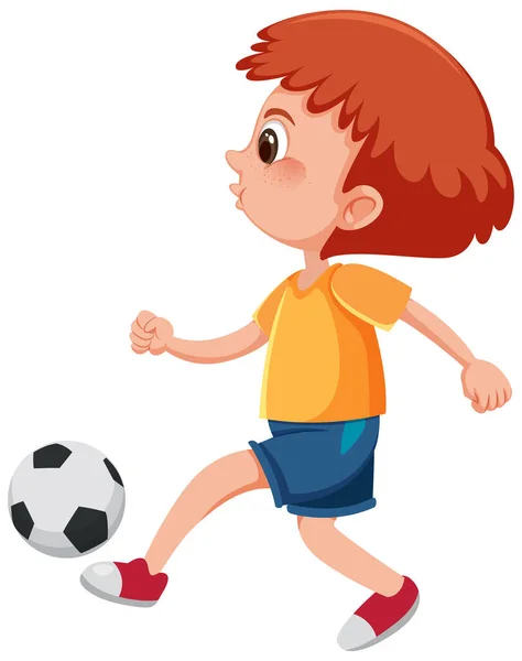 Boy Playing Football Cartoon Character Illustration — Stock Vector