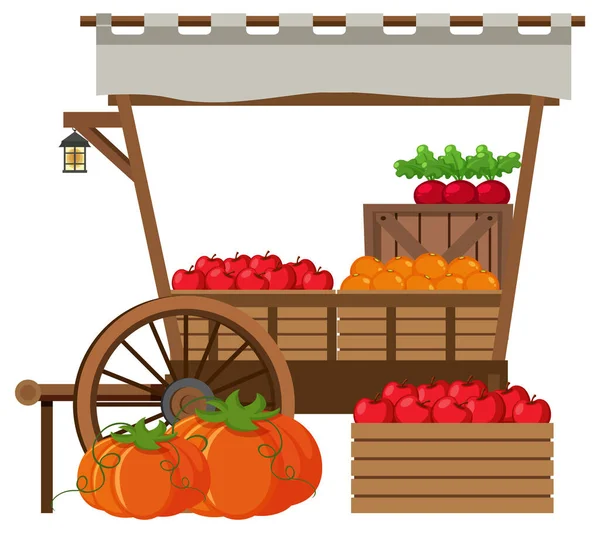 Loppmarknad Koncept Med Frukt Butik Illustration — Stock vektor