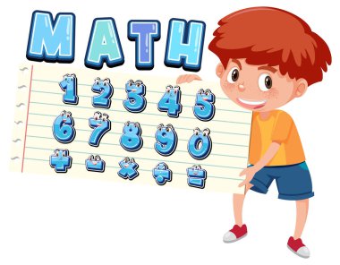 0 'dan 9' a kadar sayma ve matematik sembolleri resimleme