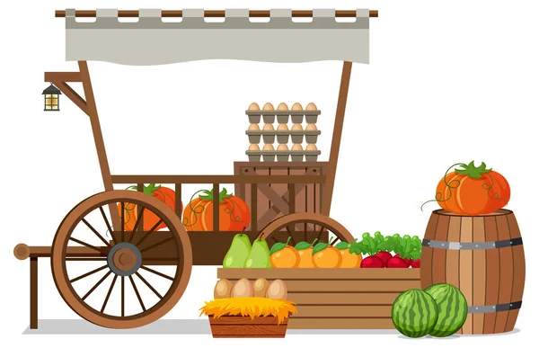 Concetto Mercato Delle Pulci Con Illustrazione Del Negozio Frutta — Vettoriale Stock