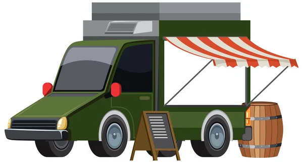 Cute Food Truck White Background Illustration — Stock Vector