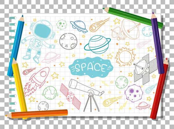 Hand Drawn Doodle Space Icon Illustration — Stock Vector
