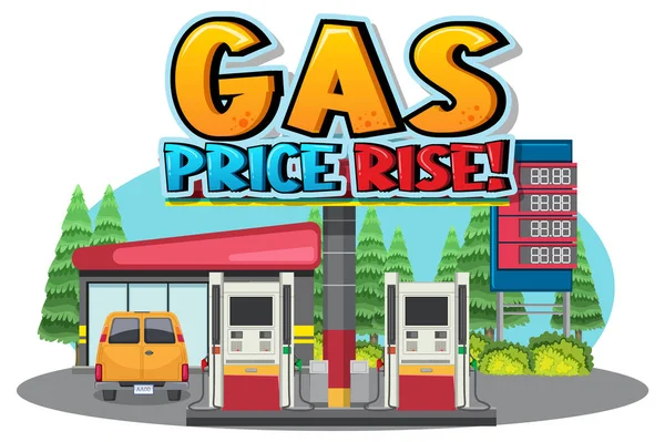 Benzinkút Gázár Emelkedés Szó Logó Illusztráció — Stock Vector