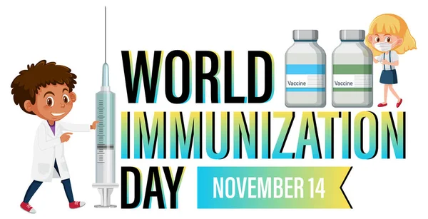 Imunização Mundial Dia Banner Design Ilustração — Vetor de Stock