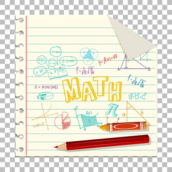 Fórmula Matemática Doodle Com Fonte Mathematics Ilustração Página Caderno — Vetor de Stock