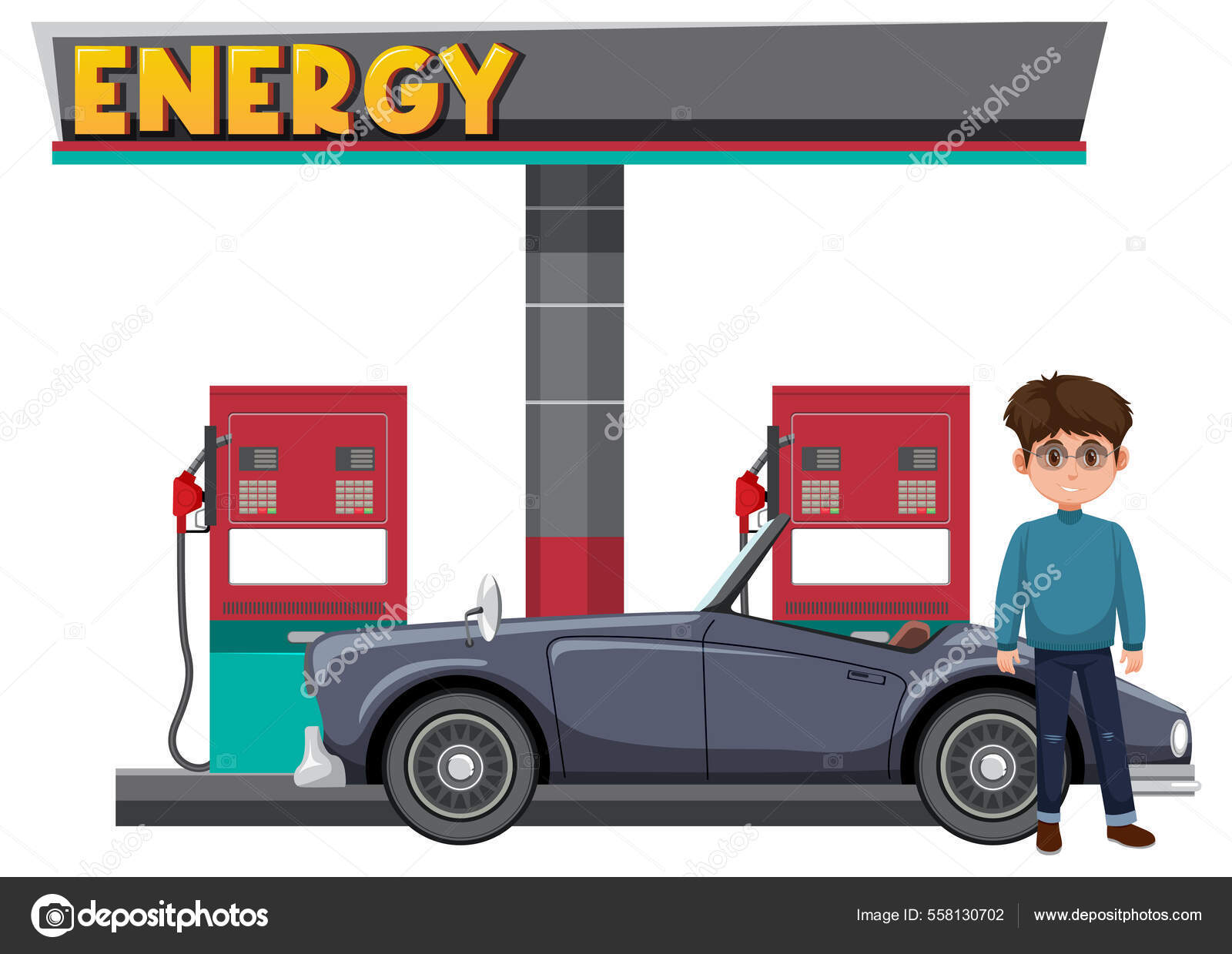 Oil Pump Cartoon Car Illustration Stock Vector Image by ©brgfx #558130702