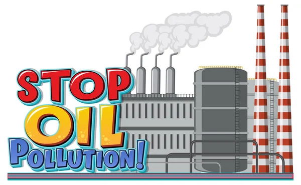 Stop Olieverontreiniging Cartoon Woord Logo Ontwerp Illustratie — Stockvector