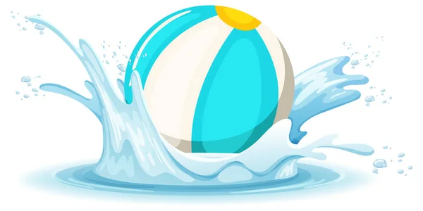 白い背景のイラストにボール付きの水スプラッシュ — ストックベクタ