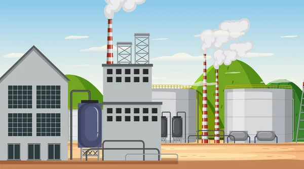 Ilustración Del Concepto Escena Industria Petrolera — Vector de stock