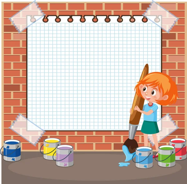 Empty Board Template Children Cartoon Character Illustration — Stock Vector