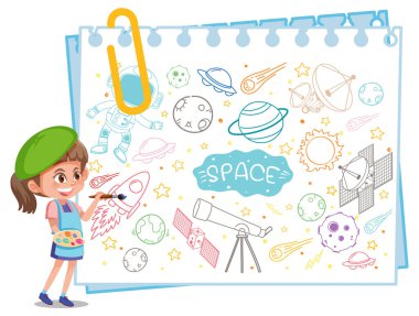 Kağıt illüstrasyonuna el çizimi simgeleri