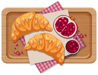 Tahta tepside kahvaltı manzarası.