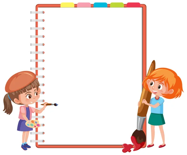Cuaderno Con Niños Sobre Fondo Blanco Ilustración — Vector de stock
