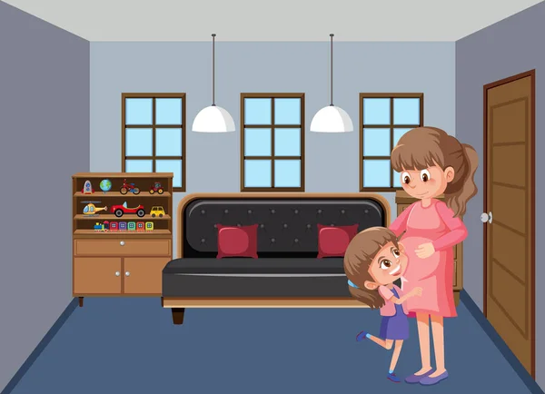 Scène Chambre Coucher Avec Illustration Personnage Dessin Animé Enfants — Image vectorielle
