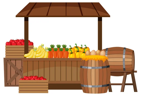 Loppmarknad Koncept Med Frukt Butik Illustration — Stock vektor